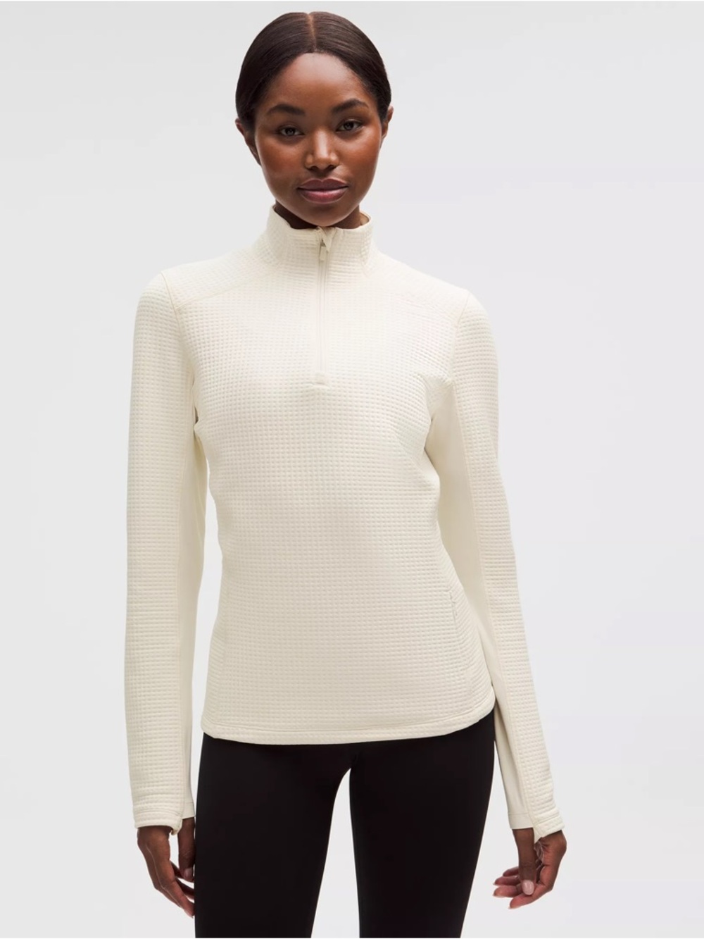 NWT Lululemon Waffle Knit Half-Zip Long Sleeve in Light Ivory